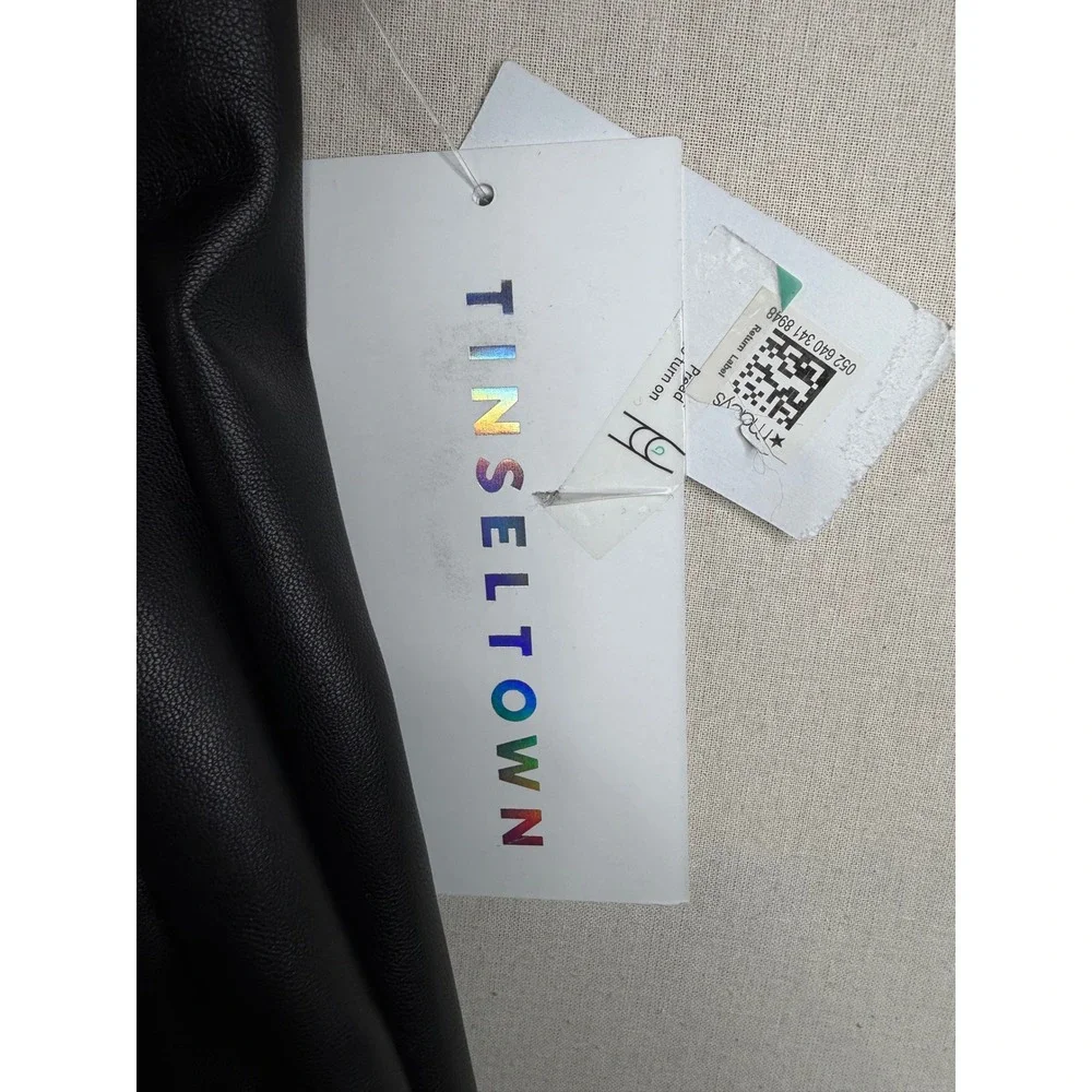 New Tinseltown Faux Leather Overall Style Dress size Small Black - Picture 3 of 7